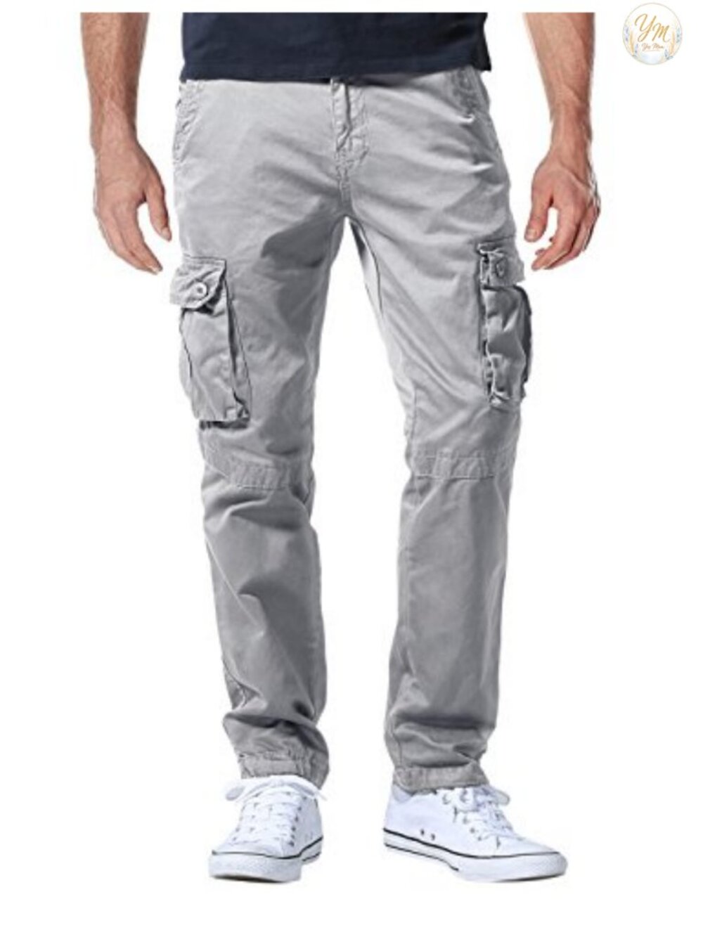 Men's Classic Cargo Pants Cotton Straight Leg Casual Outdoor